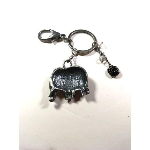 Elephant Silver Tone Red Flower Luggage Purse Clip - Picture 5 of 5